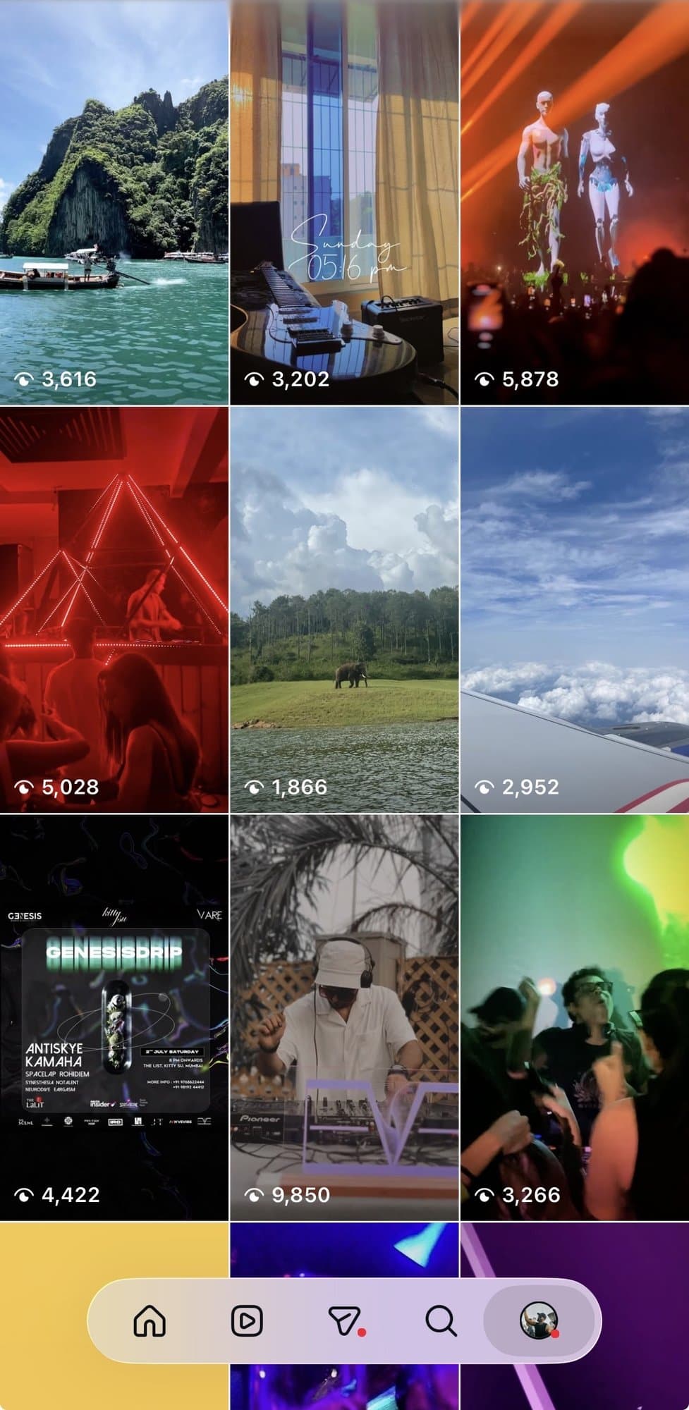 Reel & content grid